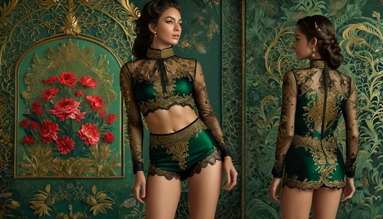 Lace Bodysuit in Opulent Baroque Setting