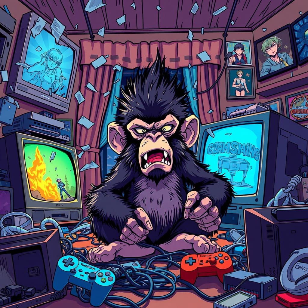 Monkey Teleported into Epic Anime-Style Video Game