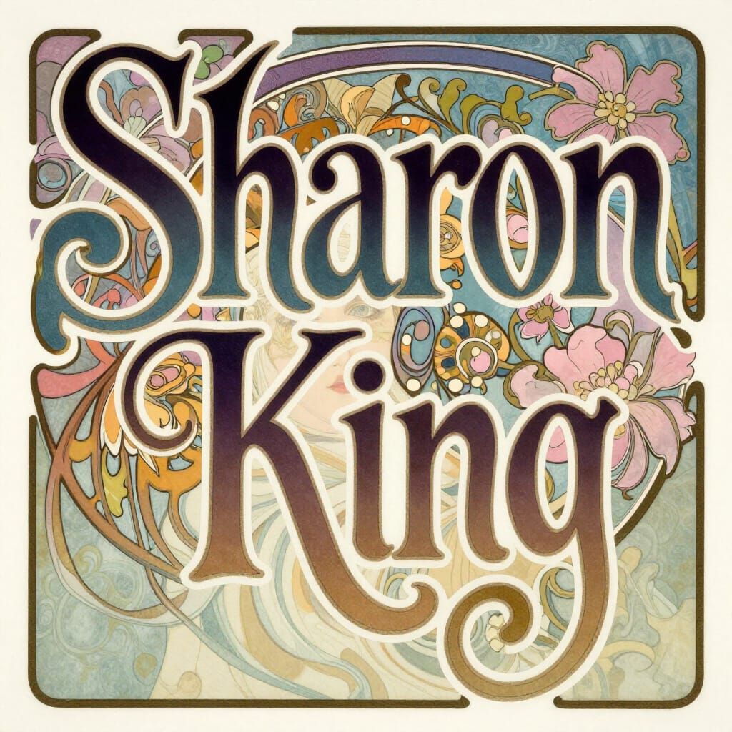 Sharon King Name in Elegant Art Nouveau Style