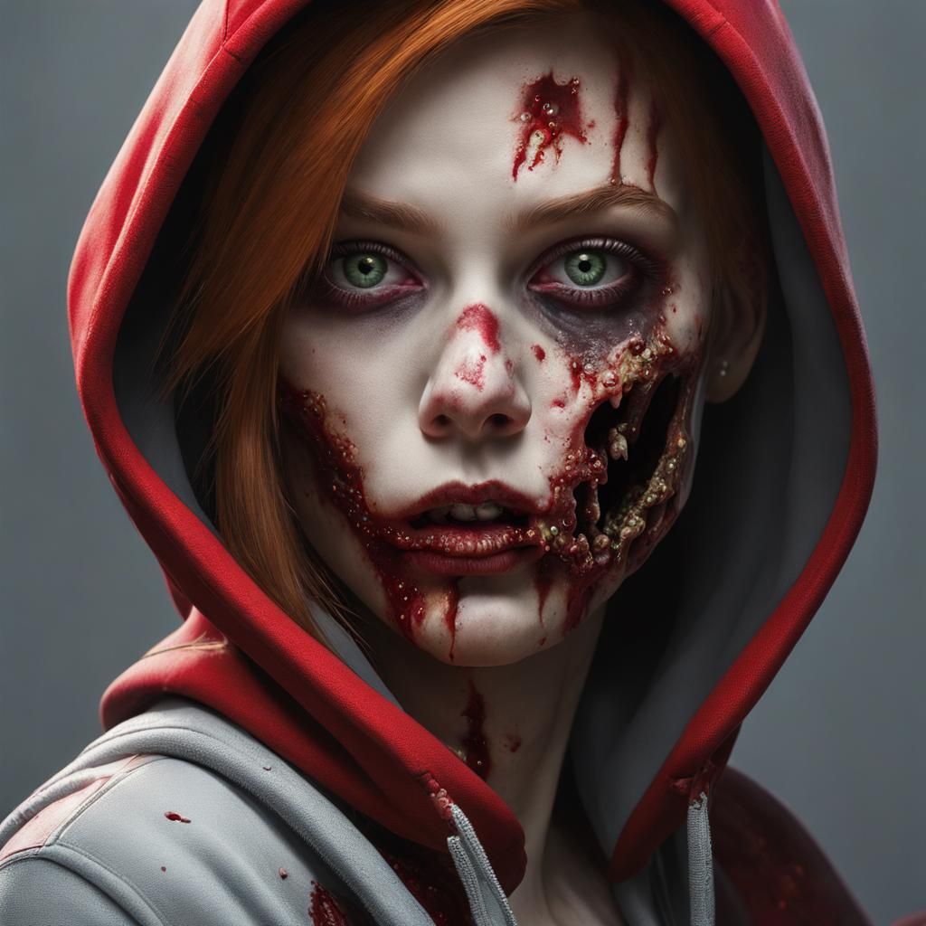 Red-Haired Girl with Flower Crown in Art Nouveau Style