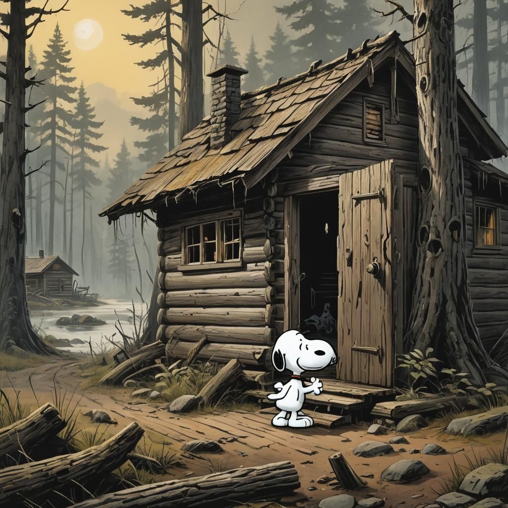 Sinister Snoopy Knocks on Cabin Door