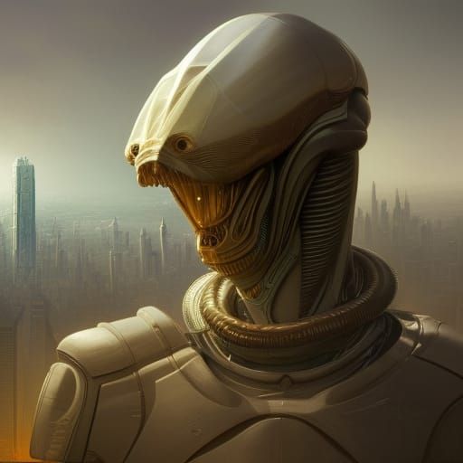 Majestic Alien Humanoid Portrait in Hyperdetailed Style