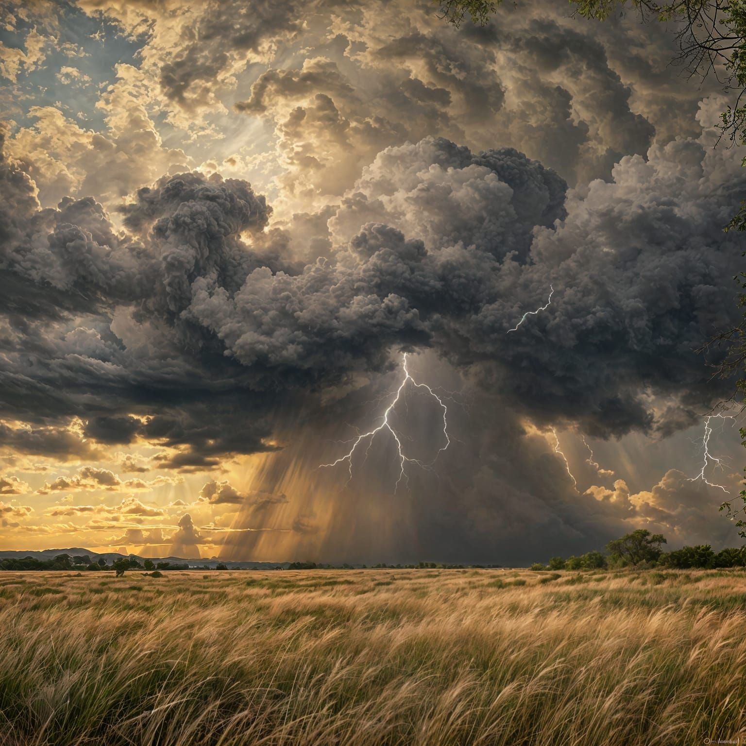 Sinister Storm Cloud Over Peaceful Meadow