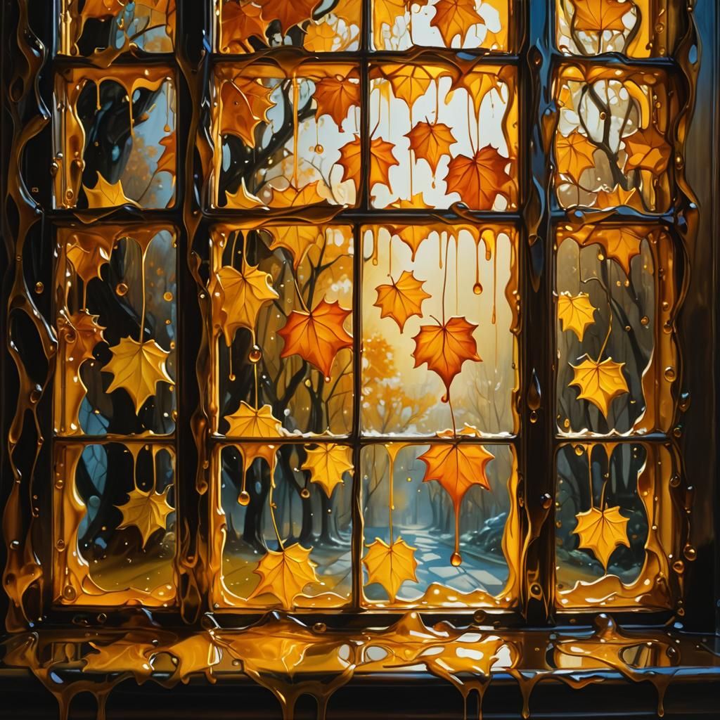 Maple Syrup Dreamscape: A Surrealist Cityscape