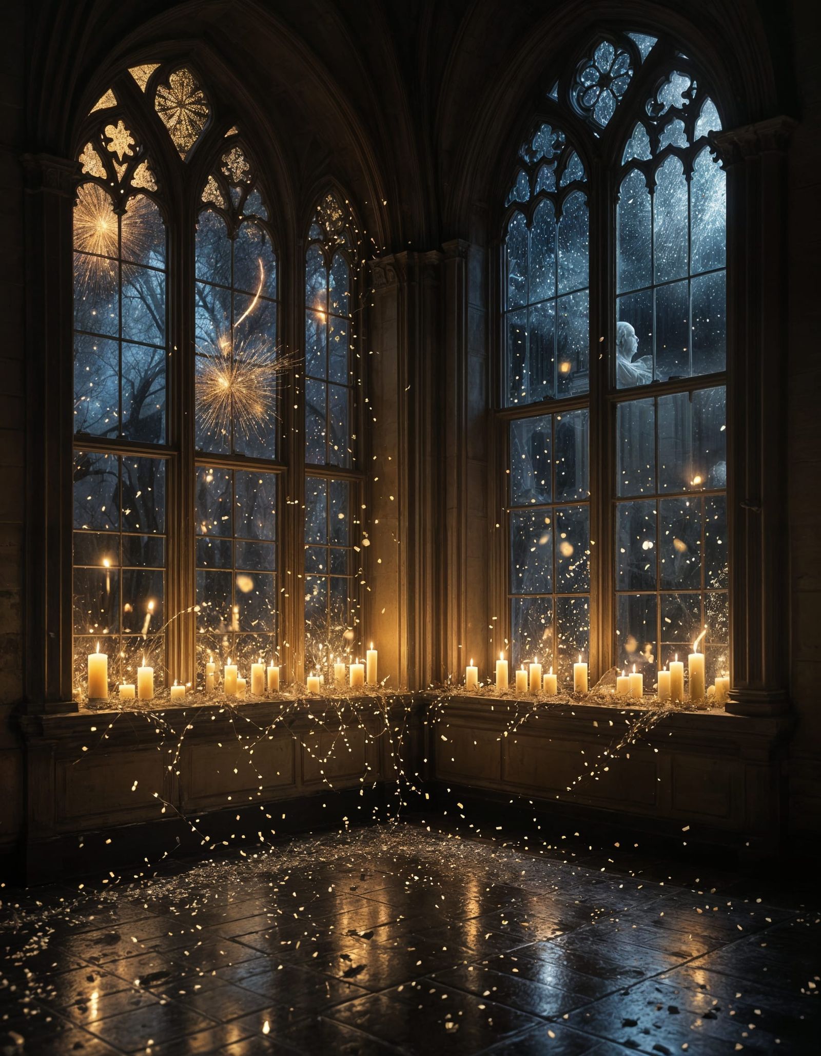 Transparent Ghosts Celebrate Midnight with Spectral Firework...