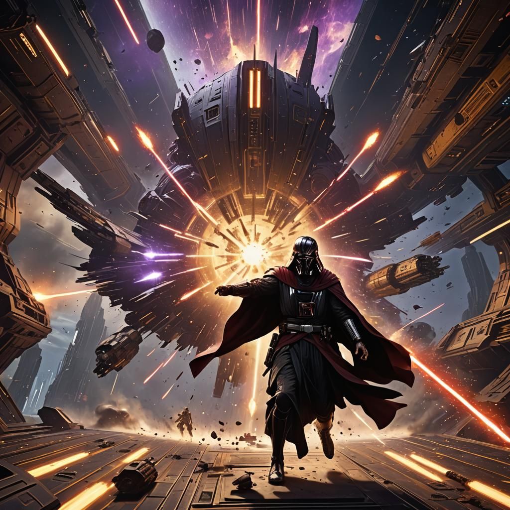 Jedi vs Sith Combat in Exploding Starship
