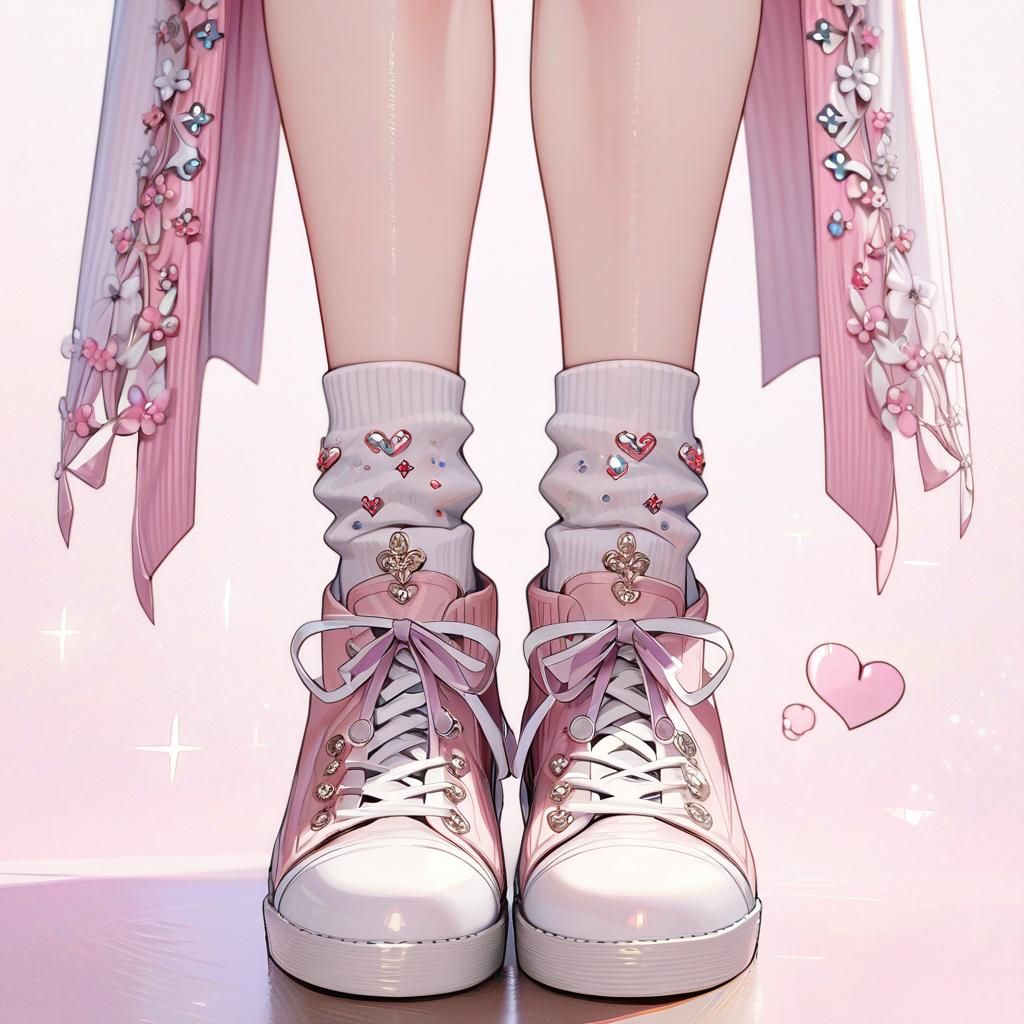 Pink-Haired Girl in Floral Skirt Close-Up