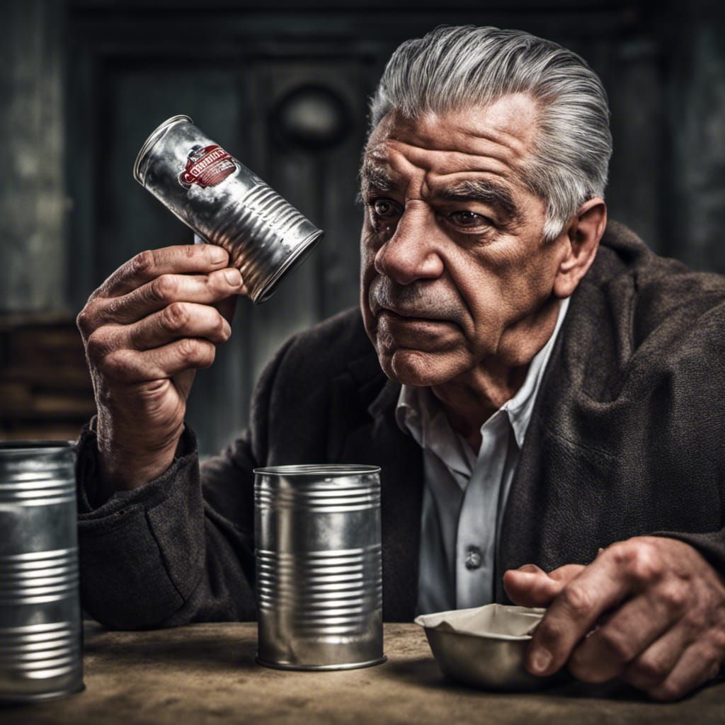 Hyperrealistic Man Eats Tin Can