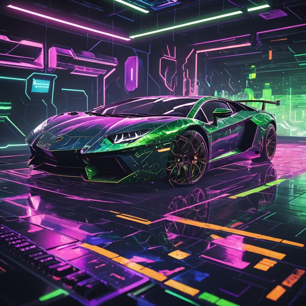 Pixelated Lamborghini Aventador Concept Art