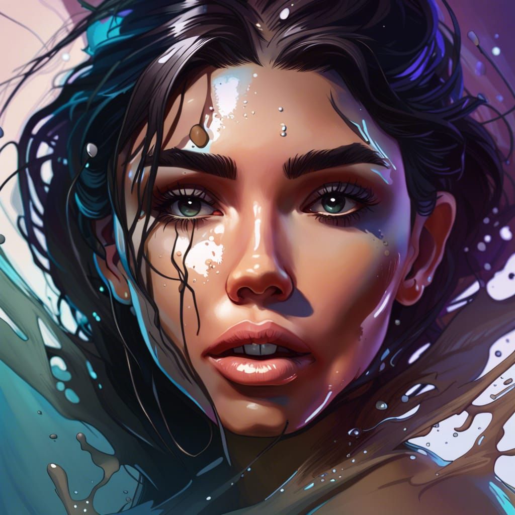 Quicksand Portrait in Hyperrealistic Splash Art Style