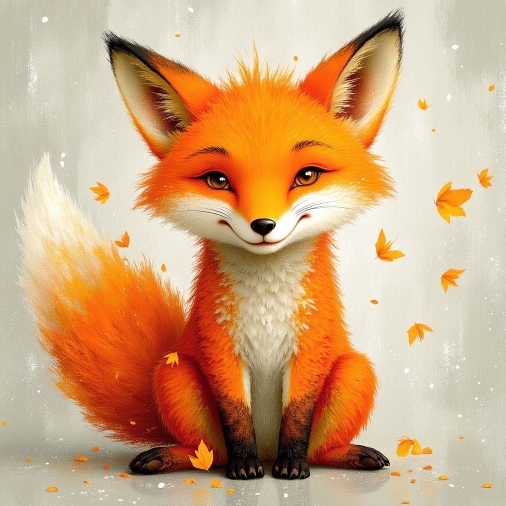 Whimsical Fox with Earthy, Mystical Elements