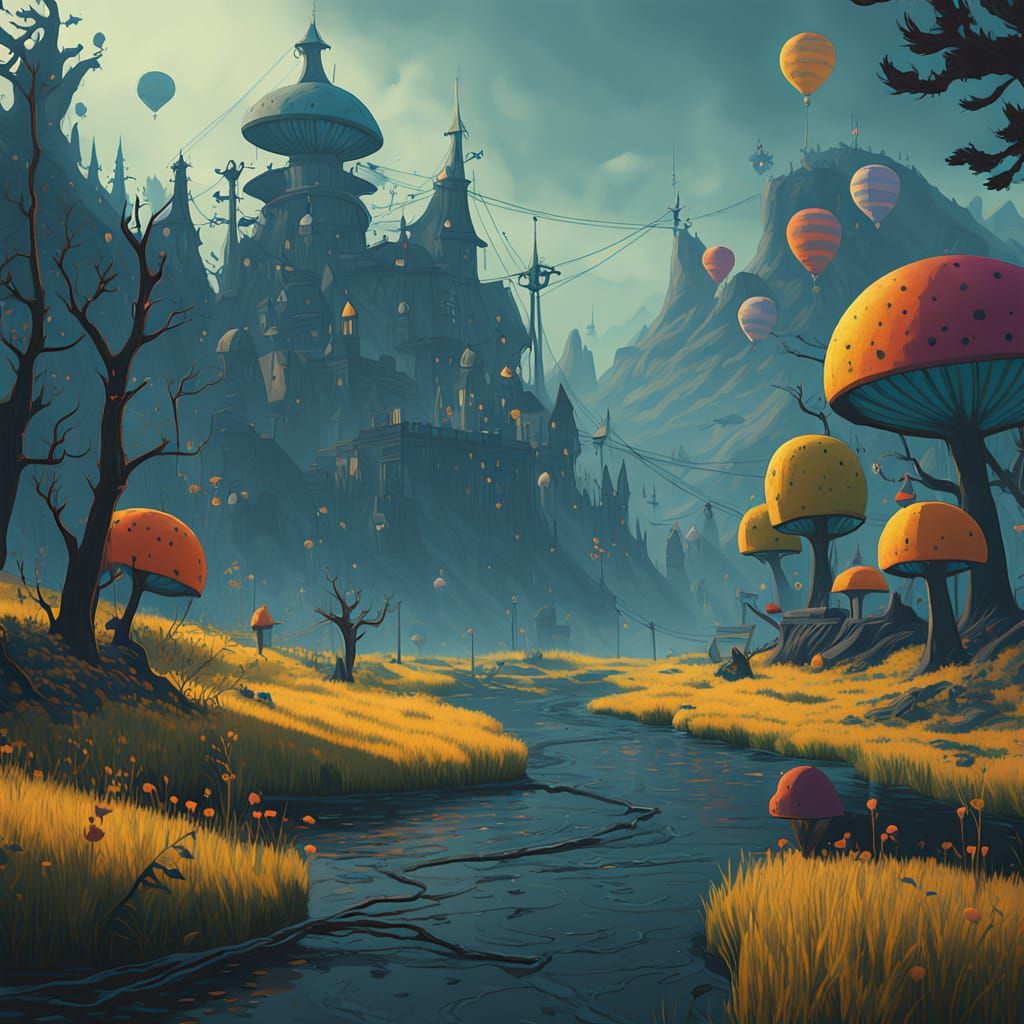 Vibrant Cartoon Animal Couples in Whimsical Environments