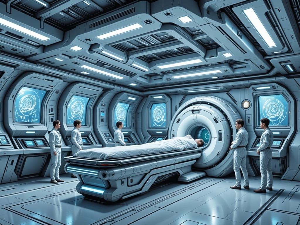 Sleek Futuristic Sickbay with Advanced Medical Technology