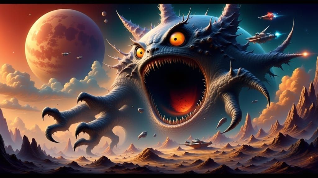 Menacing Moon Eater in 3D Digital Art