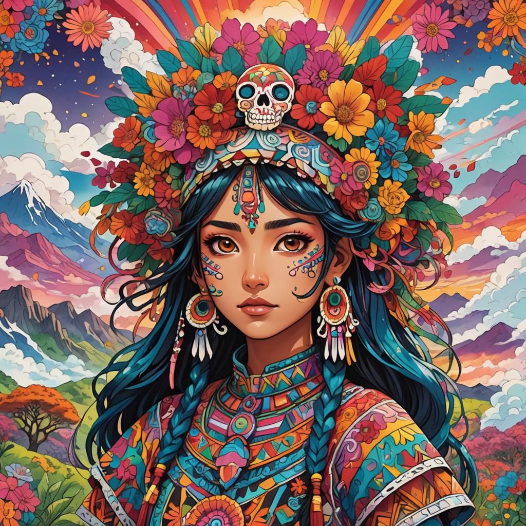 Xochitl in Vibrant Manga Anime Landscape