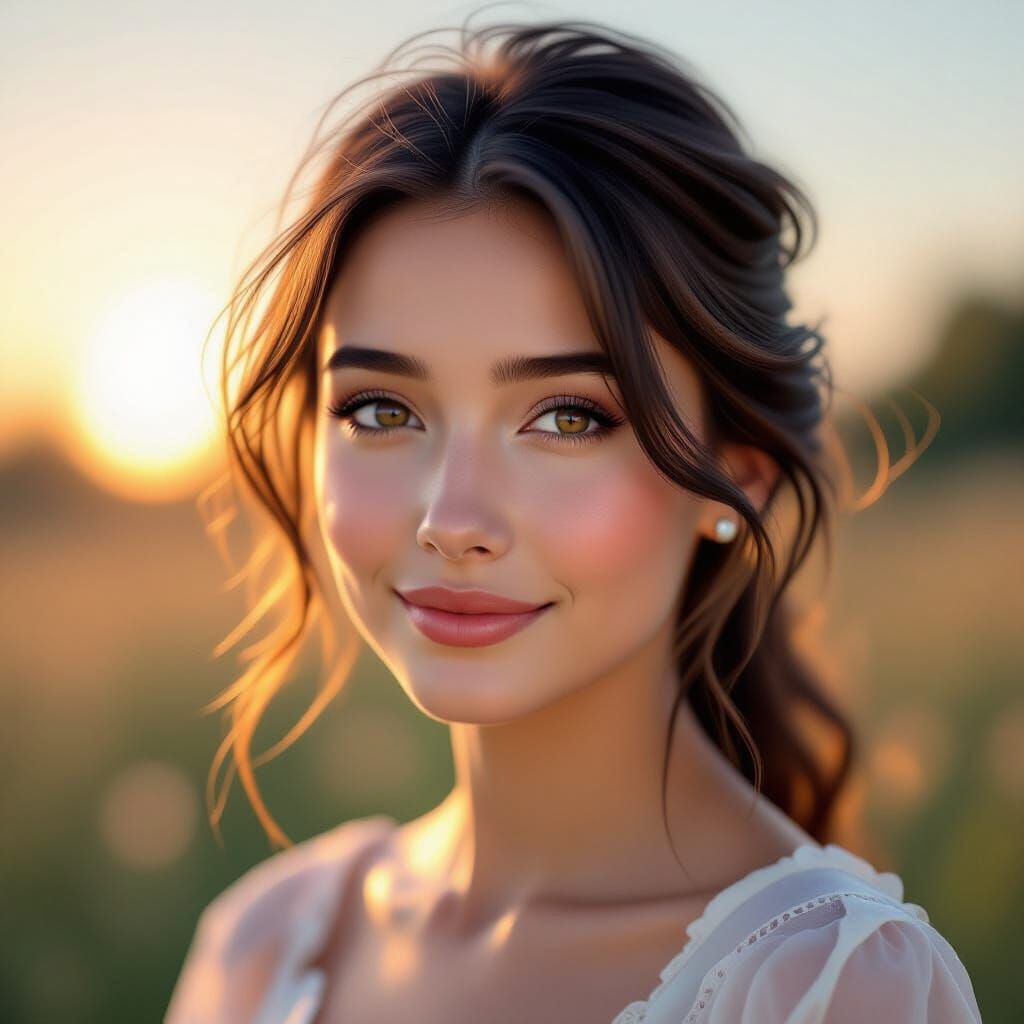 Sunrise Portrait of Curious Young Woman