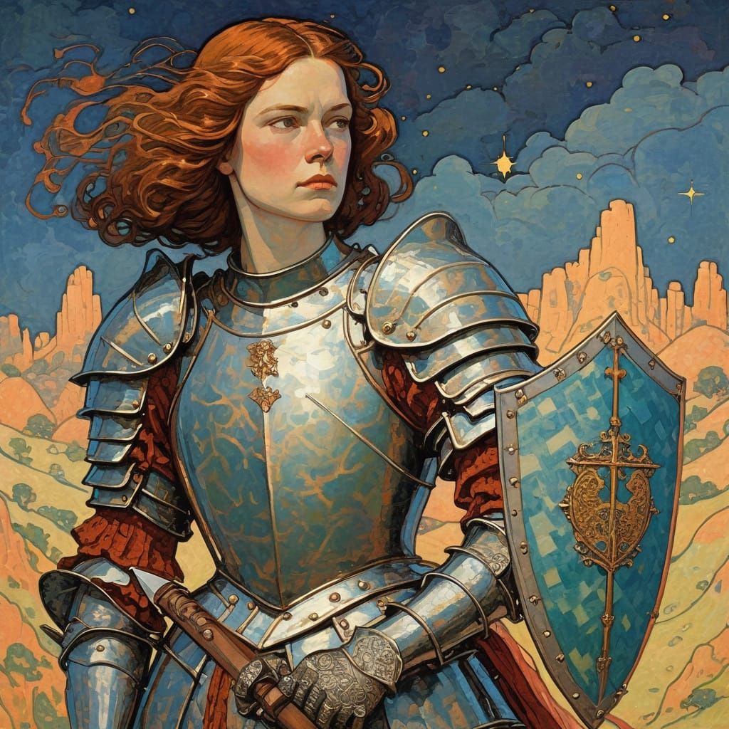 In her thoughts she is a Knight with armor, shield and sword...