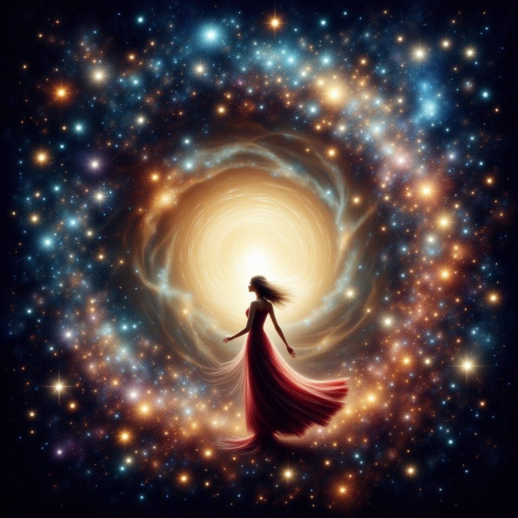 Surreal Heart of Gold in Cosmic Dreamscape