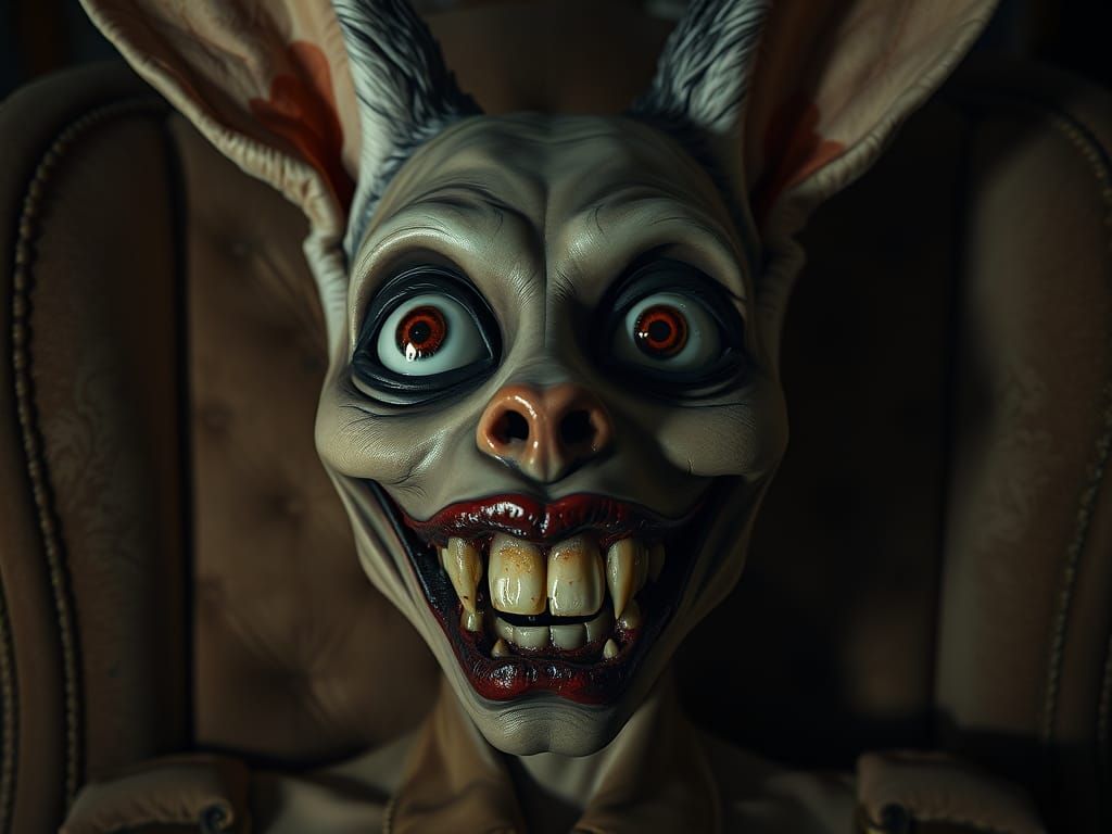 Grotesque Pinup Model in Macabre Gothic Horror Setting