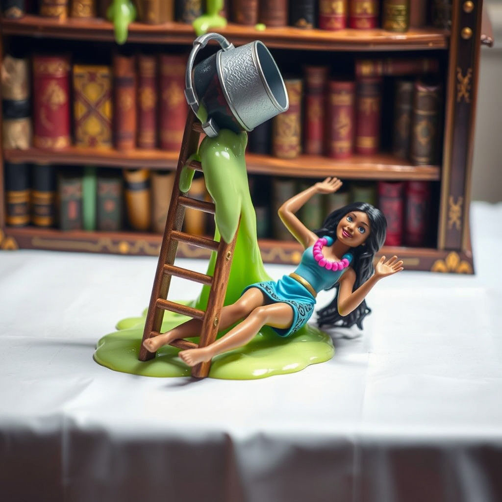 Miniature Aztec Woman in a Slimy Library