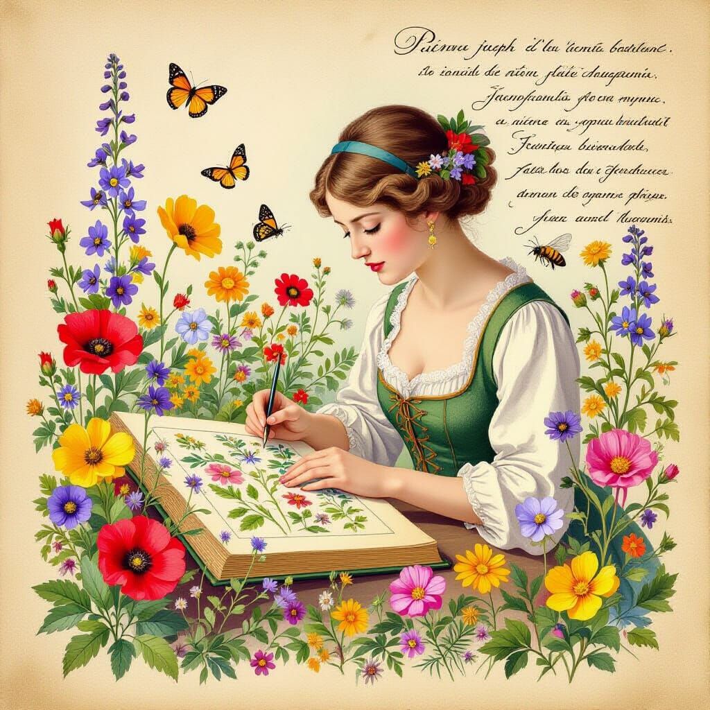 Botanical Illustration in Antique Style