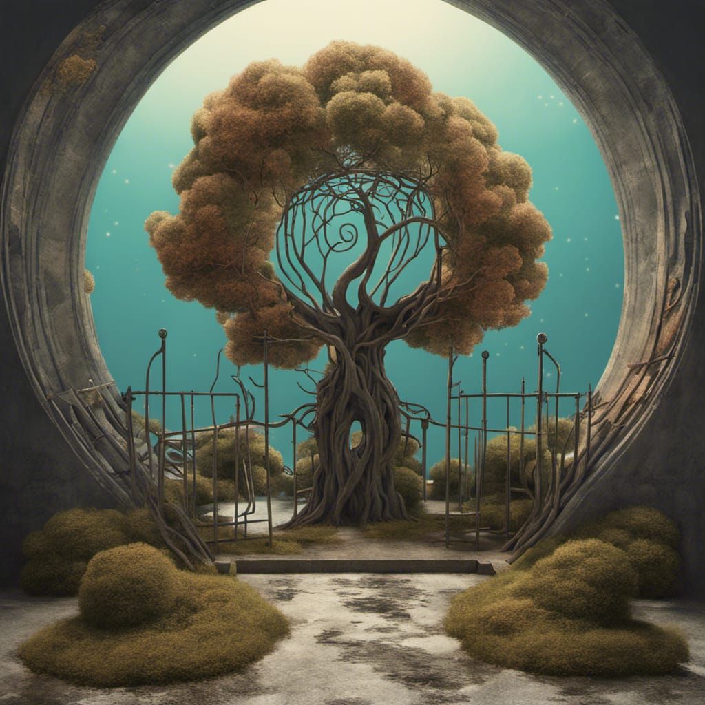 Futuristic Galactic Tree Gate to Another World