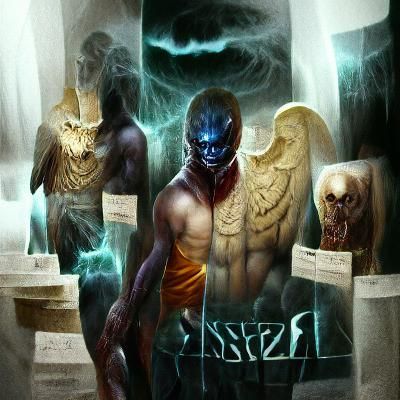 Sinister Egyptian God Raziel in Digital Painting