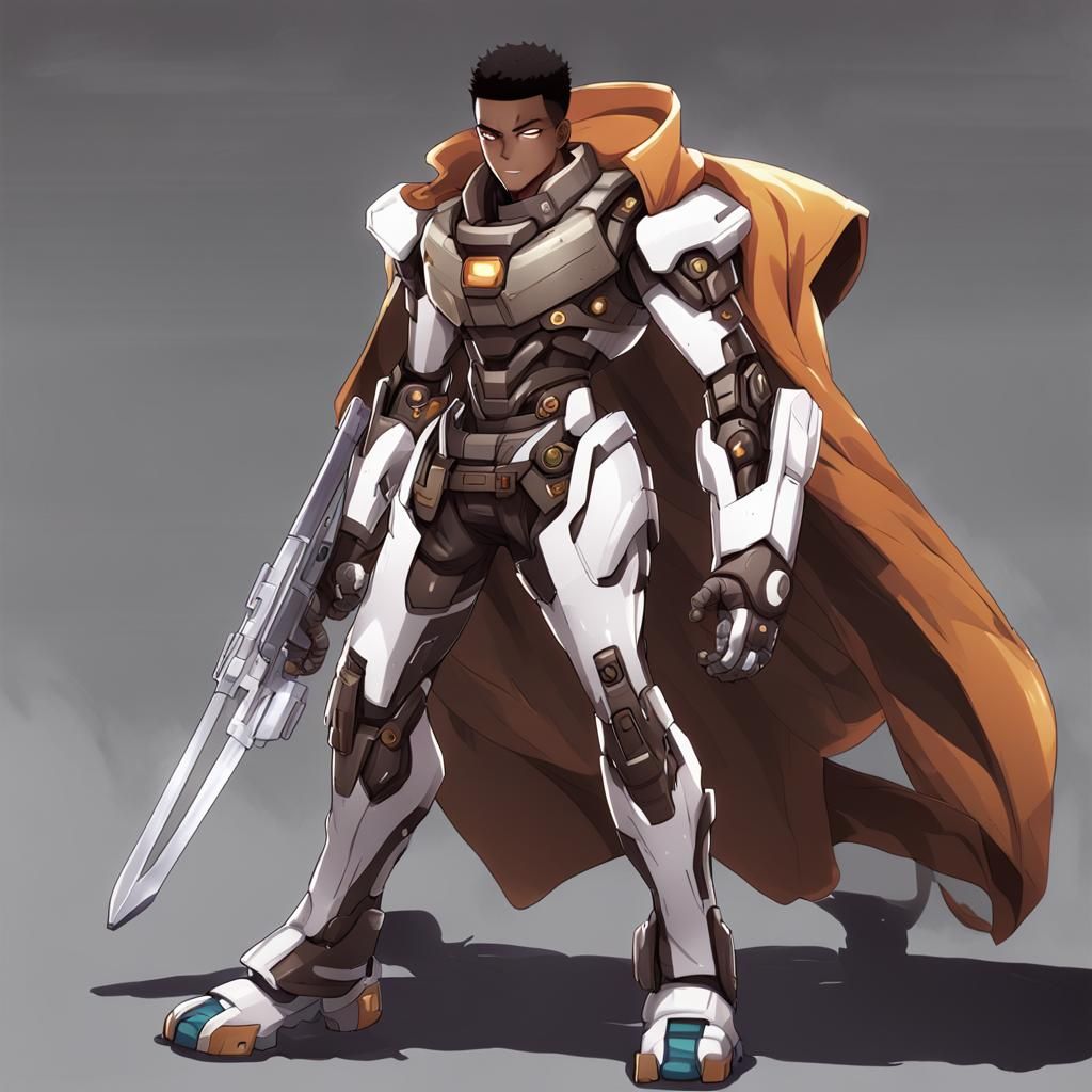 Bionic Boy War Machine in Anime Style