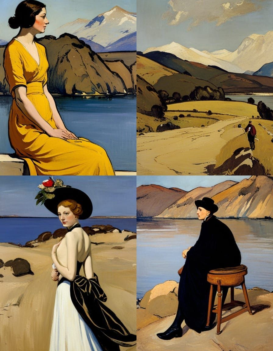 Elegant Portrait in Style of William Nicholson