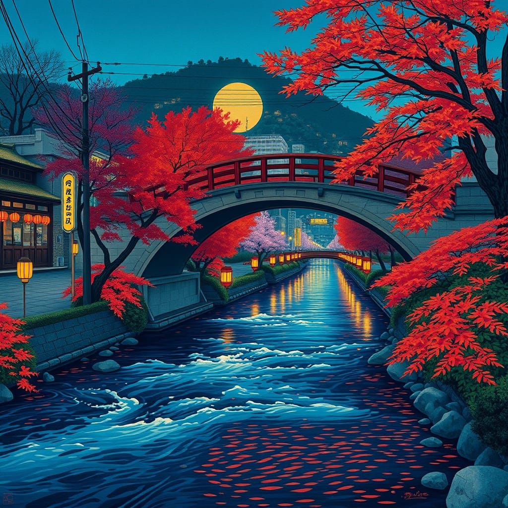 Meguro Drum Bridge and Sunset Hill.