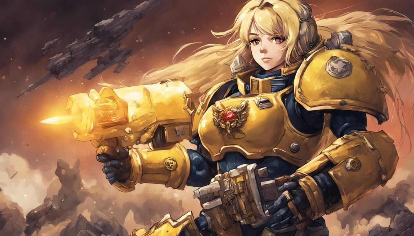 Blonde Space Marine in Anime Style