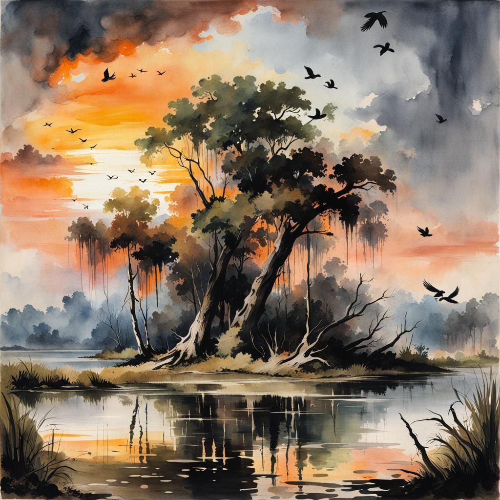 Florida Swamp in Highwayman School Style