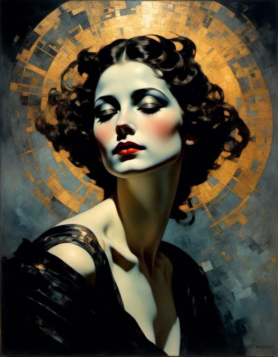 Iridescent Portrait in Golden Celestial Light