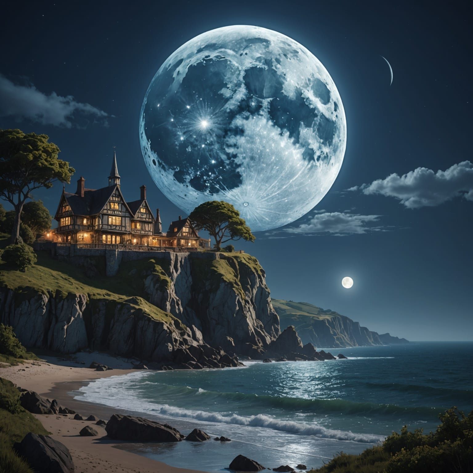 Isle of Wight Full Moon Fantasy Concept Art
