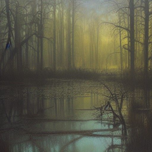 Creepy Swamp in Oil Painting Style