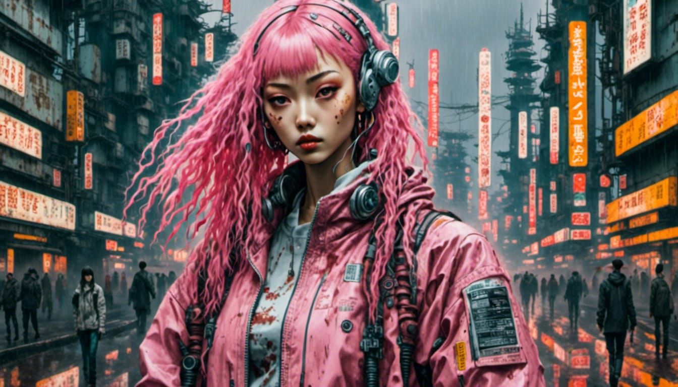 Futuristic Cyborg Girl in Neo-Tokyo Style