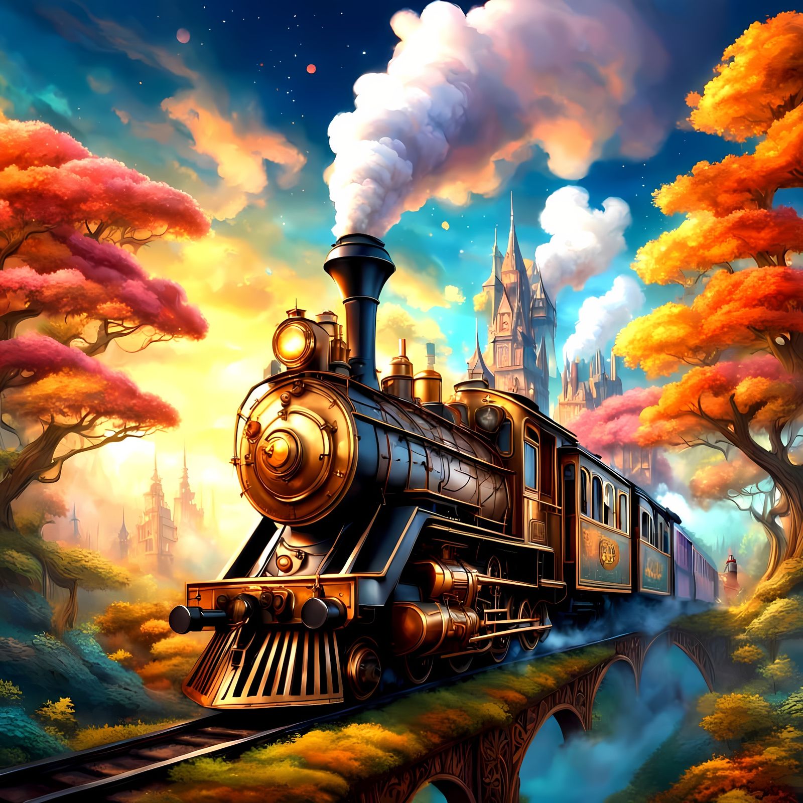 Enchanted Railway Journey in Whimsical Style