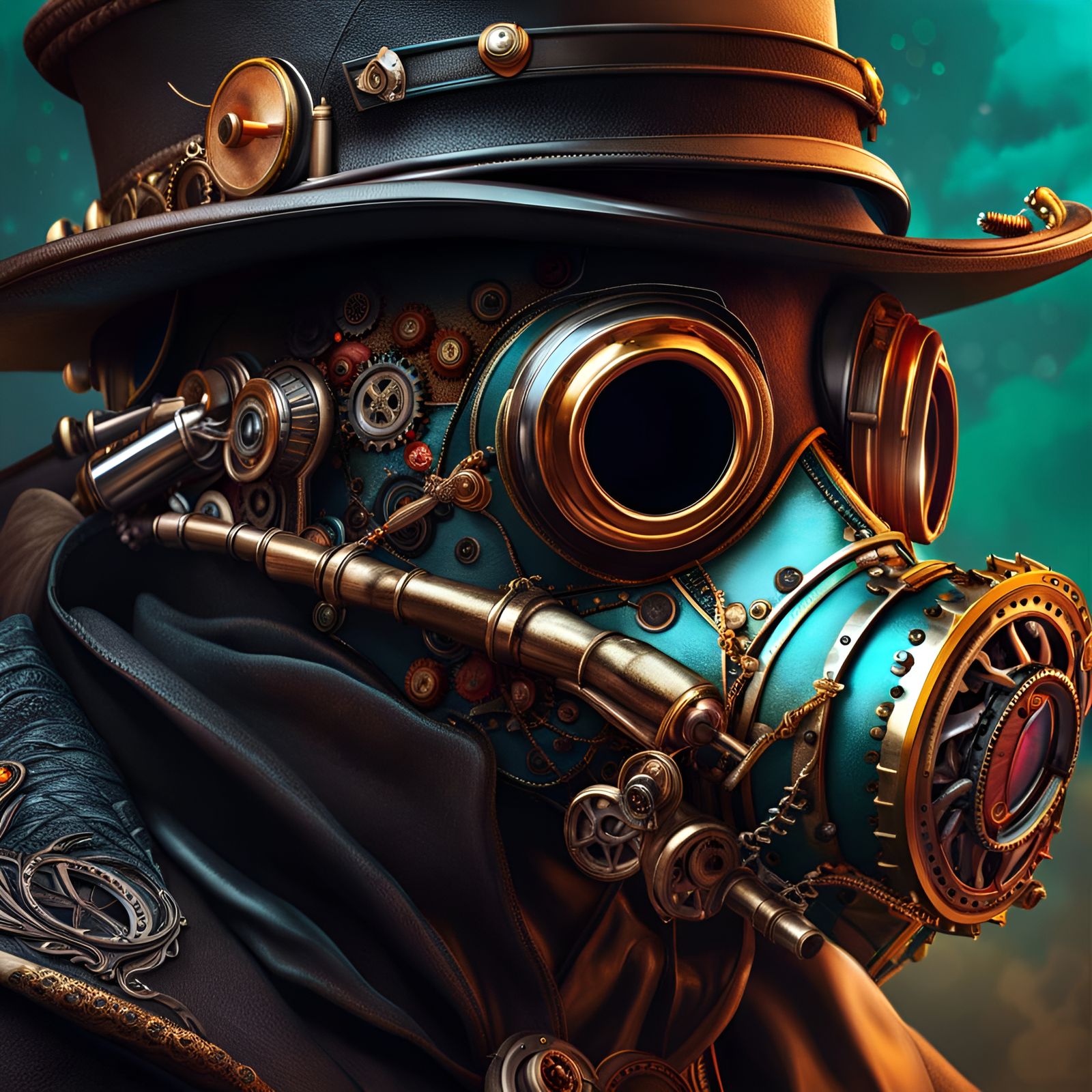 Steampunk Plague Doctor in Hyperrealistic Style