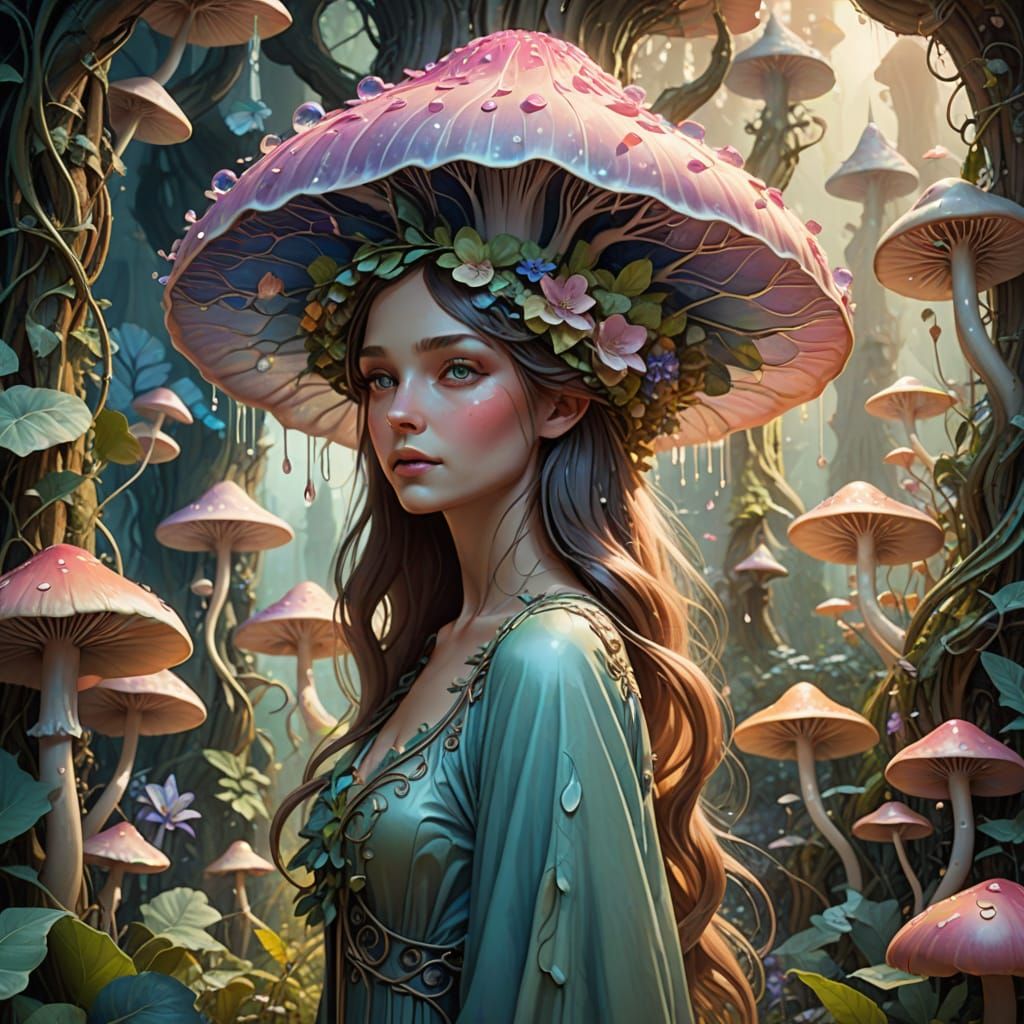 Ethereal Fantasy Goddess in Whimsical Earthy Realm