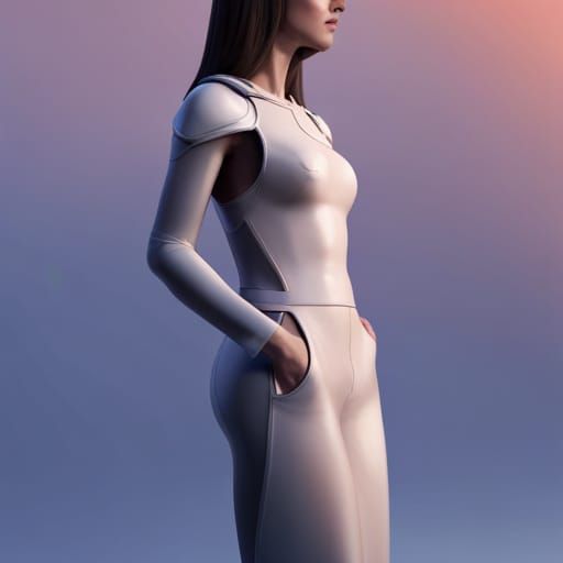 Woman from the future in 2159, full lenght , full body, dres...