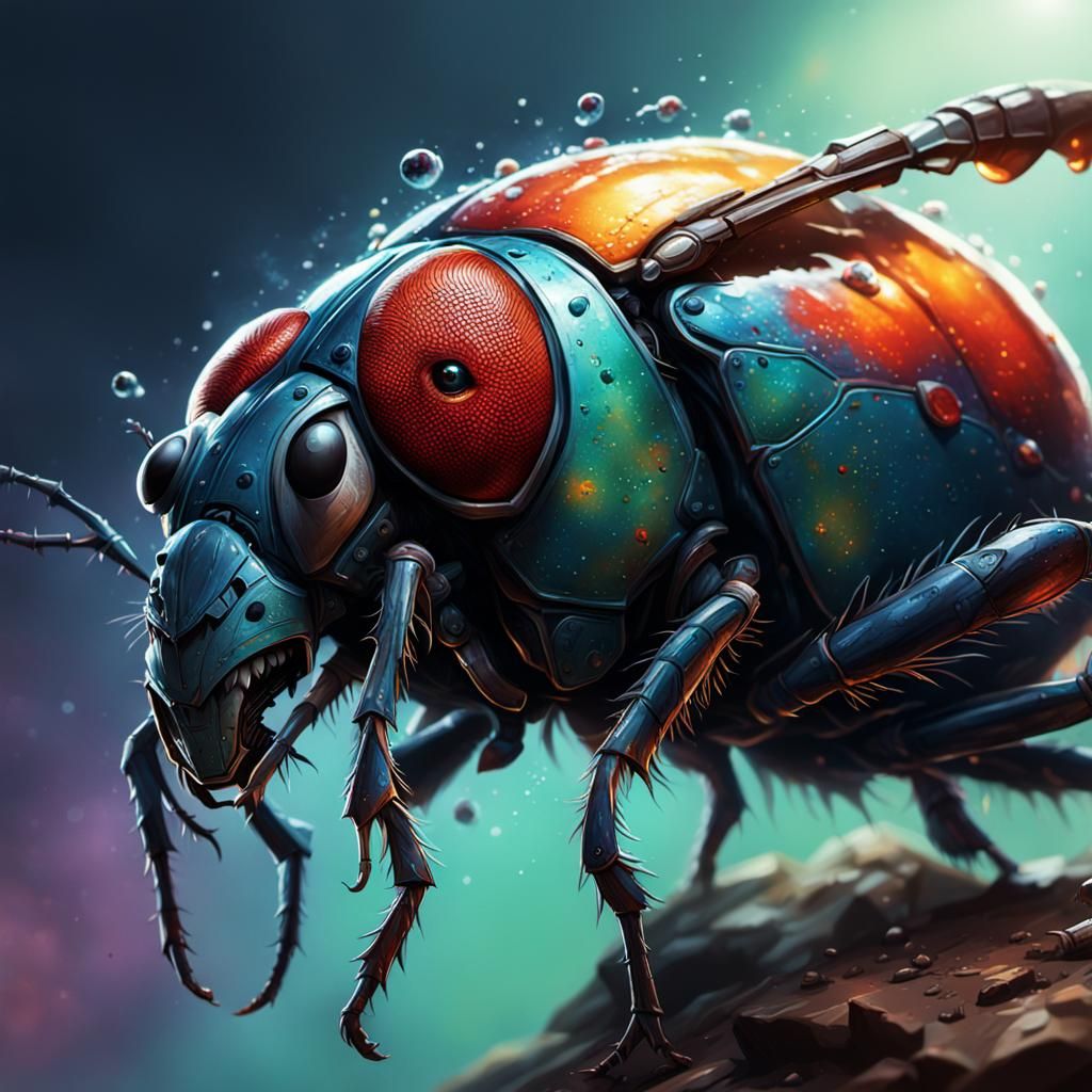 Hyperrealistic Bug Man in Splash Art Style