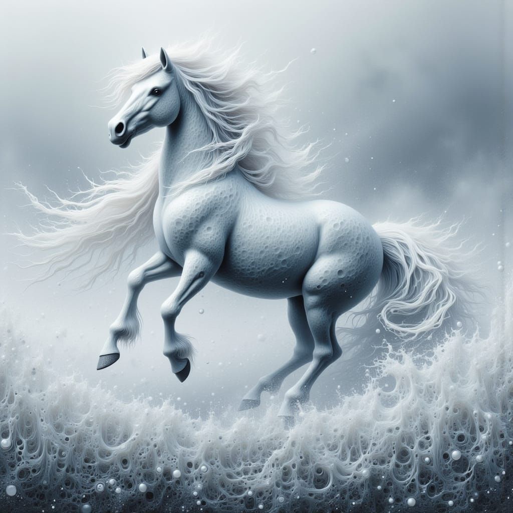 Ethereal Prancing Horse in a Dreamy Landscape