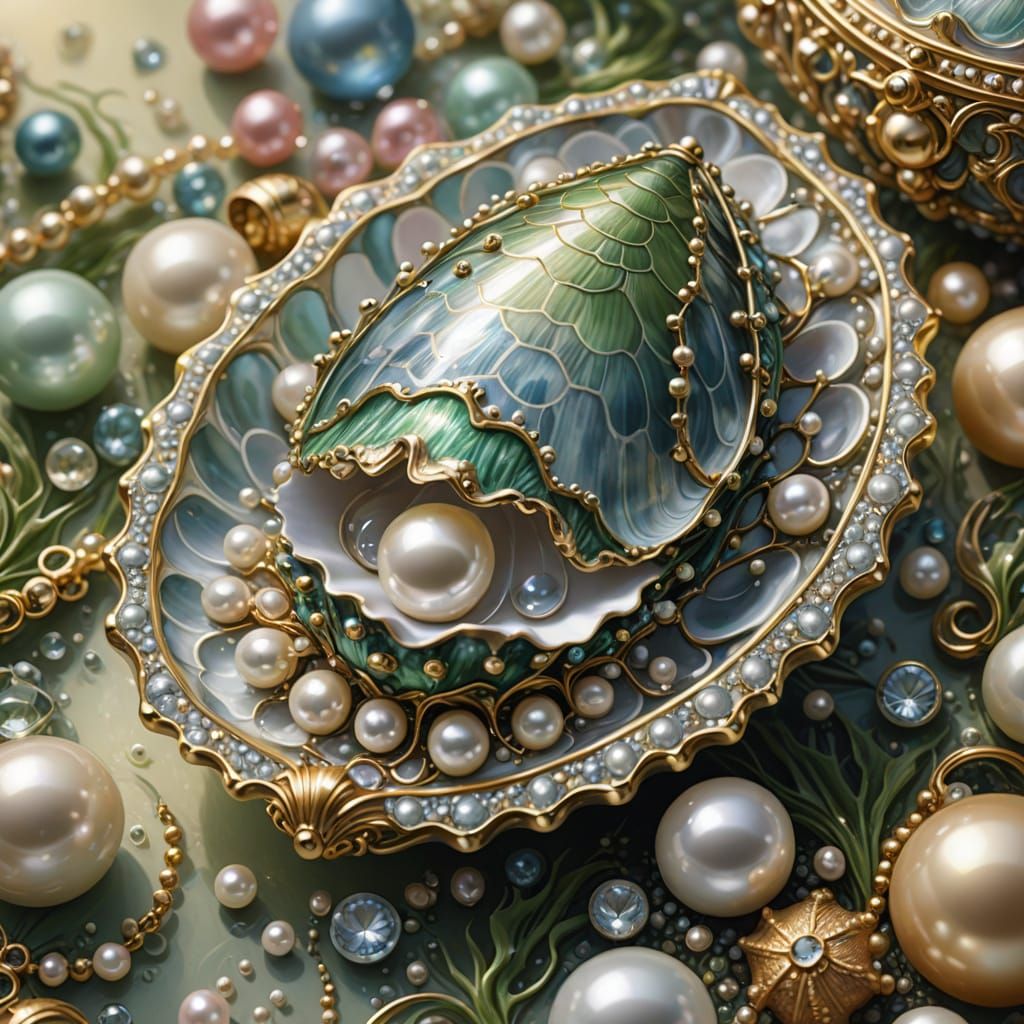 Pearlescent Oyster in Faberge Style