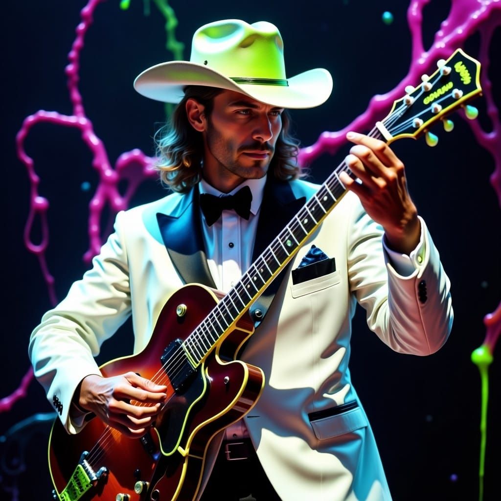 Cowboy in Tuxedo Plays Guitar in Slime