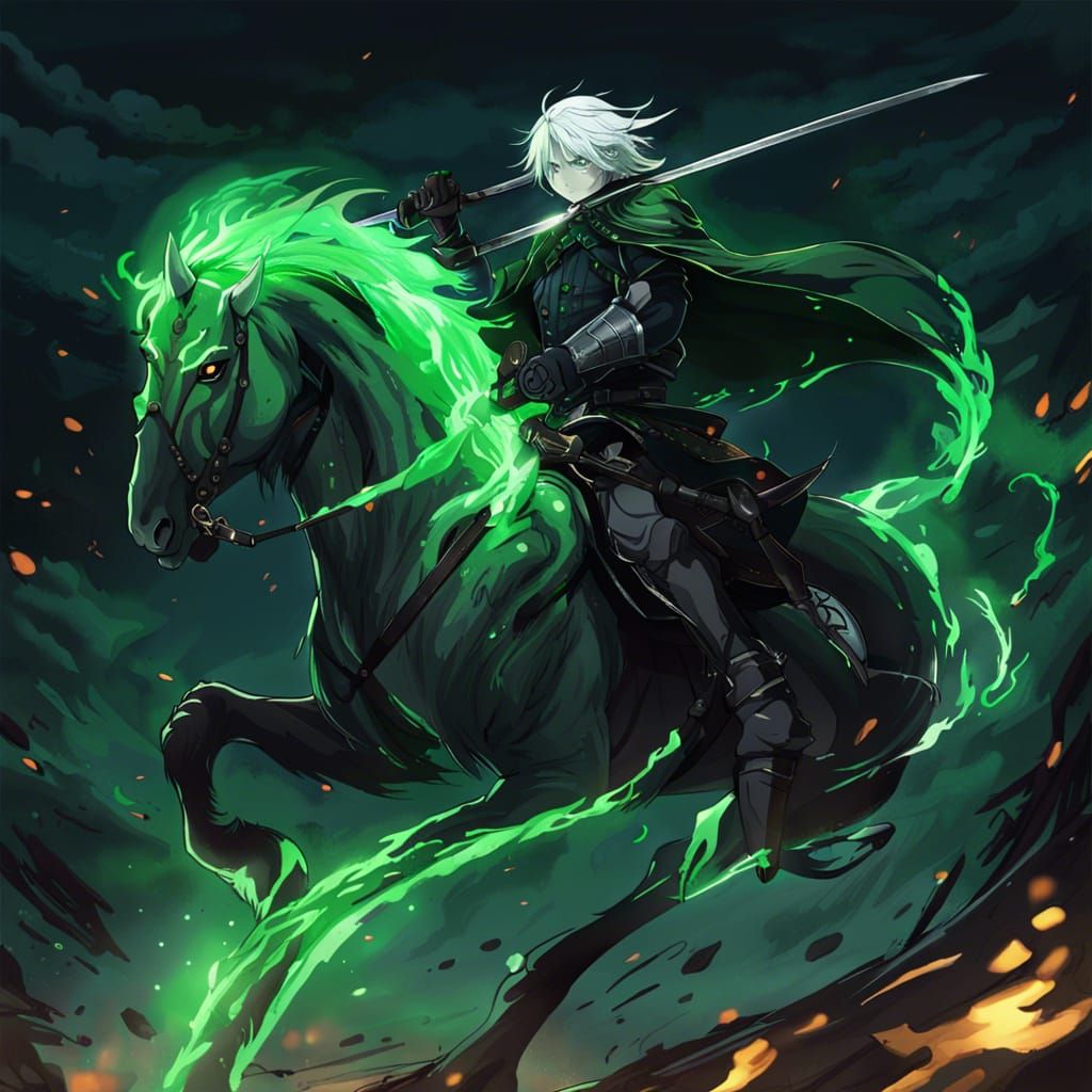 Headless Horseman with Flaming Sword, Anime Style
