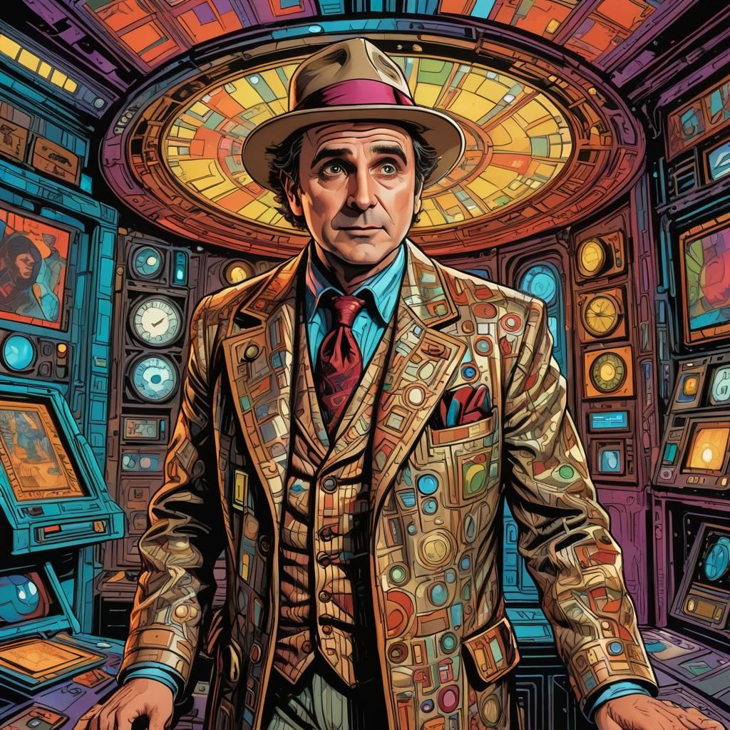 Seventh Doctor in Colorful Comic Book Art