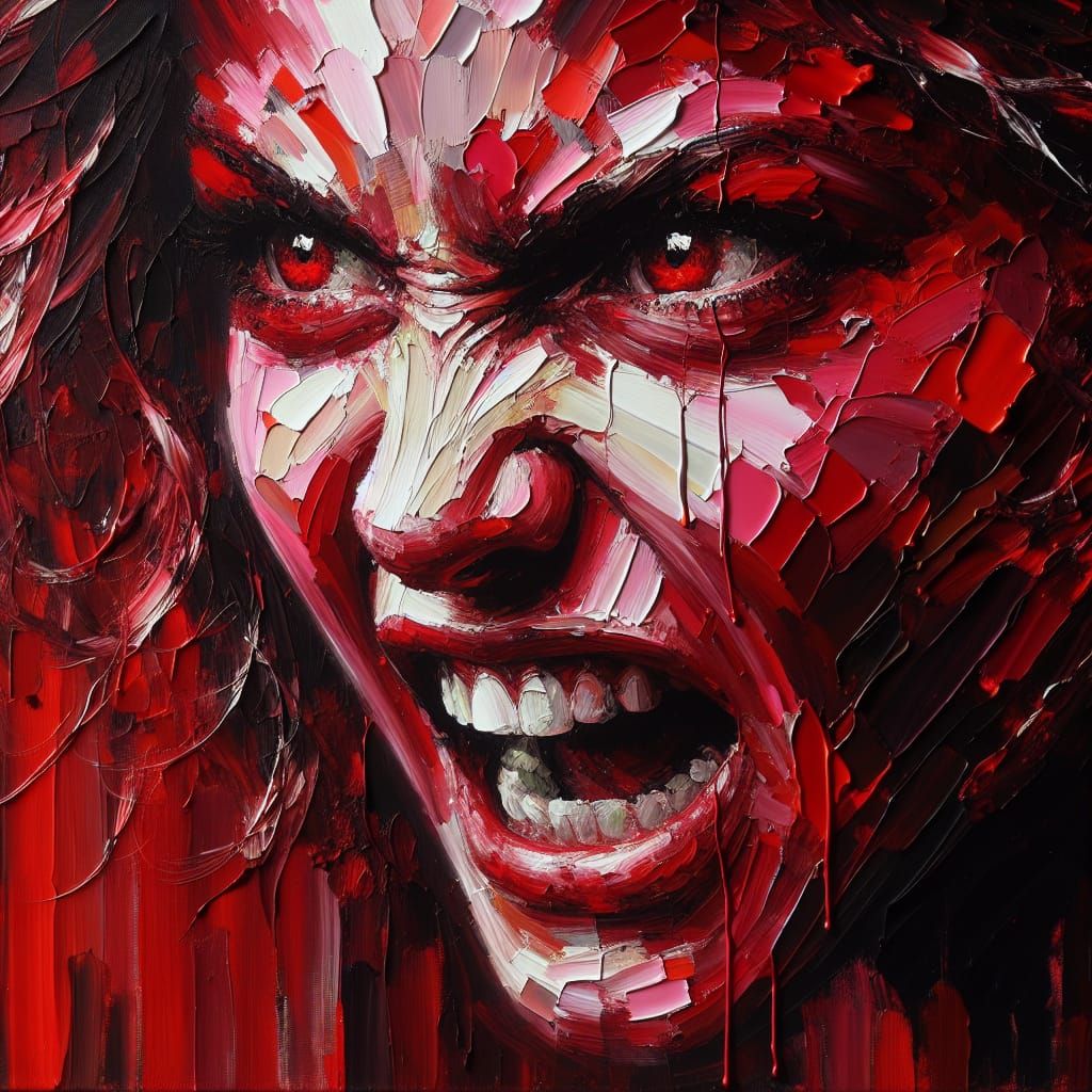 Furious Woman: An Acrylic Portrait of Wrath