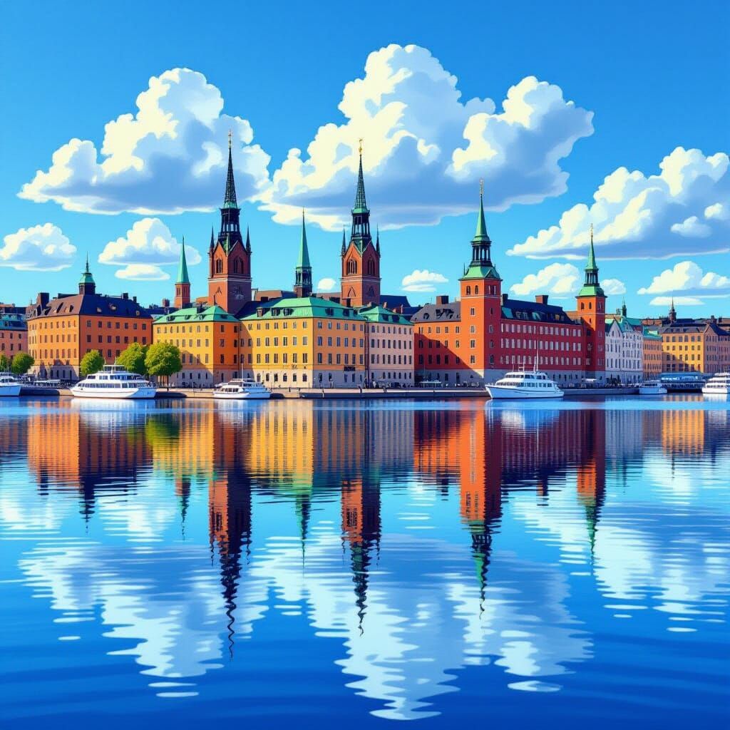 Panoramic Stockholm Gamla Stan Waterfront View