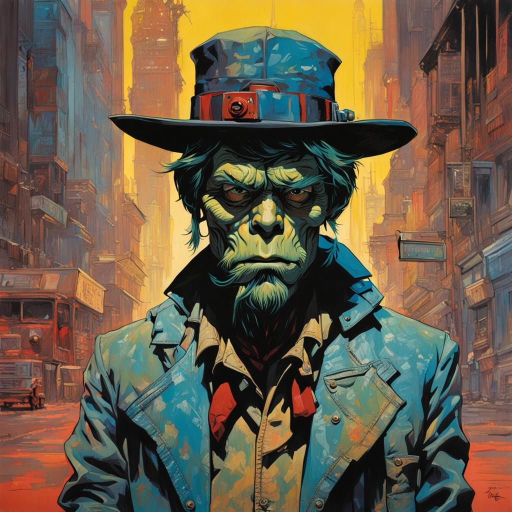 Mysterious Neon Figure in Comic Art Style