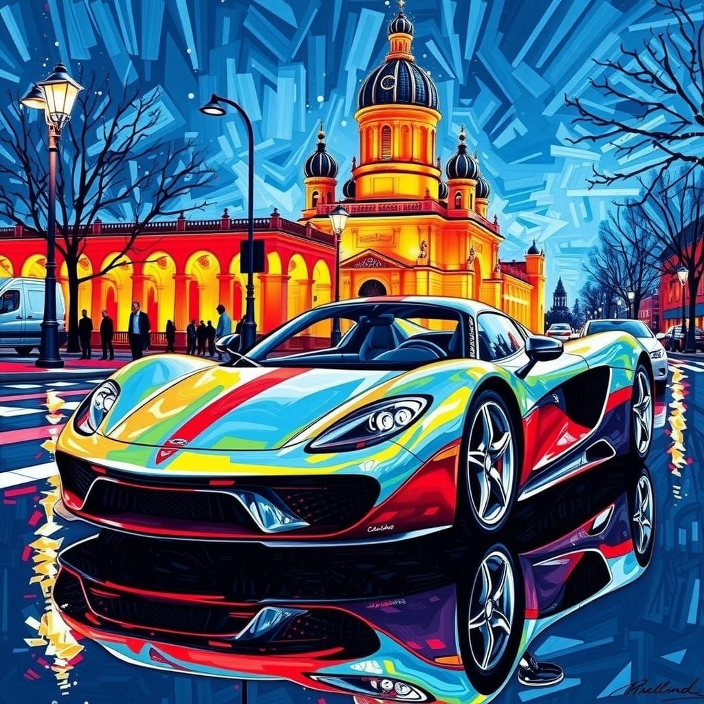 Pointillism Art Style  : McLaren Car